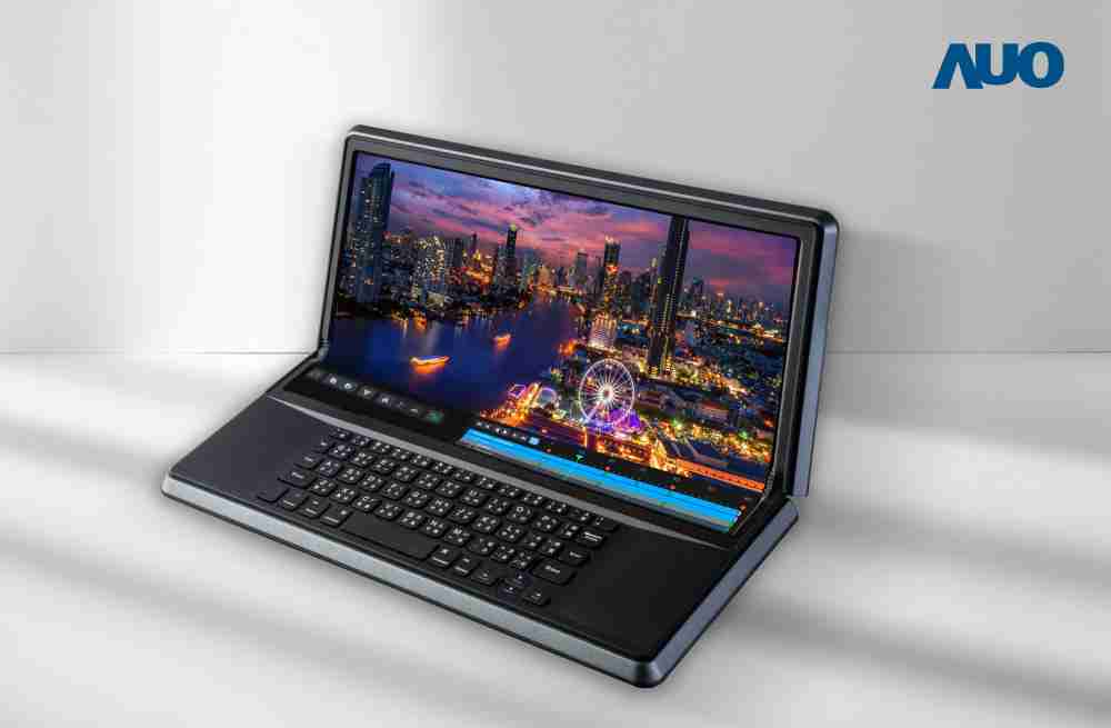 菠菜论坛14.6吋Micro LED折迭显示屏幕，，，搭配半径4mm的弯折绞炼，，以及高画素、、、、高亮度、、高对比度的显示技术特点，，，即便在大视角下仍保有绝佳色相与亮度