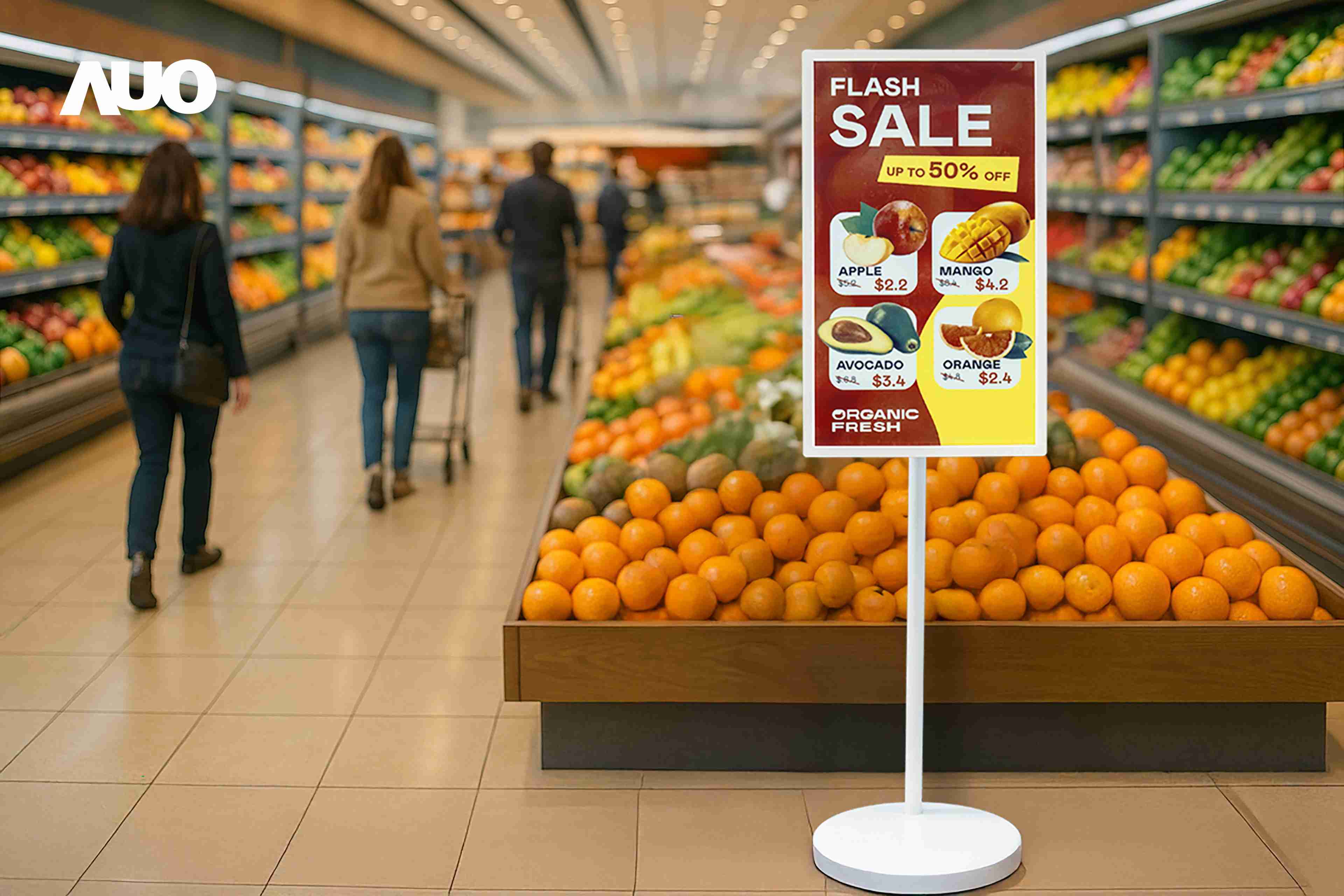 达擎首亮相低功耗、、全彩的〝aecoPost电子纸解决方案〞，，，，仅在更新画面时需要微量的电力驱动，，无需布建电线的便捷设计，，，使其可灵活应用、、随意置放，，，并可透过云端或行动装置app，，轻松管理及排程广告内容，，晋升店头营销利器。。。。